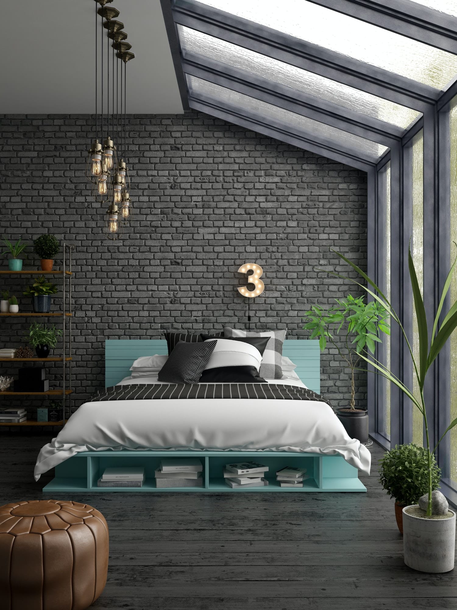 Bedroom interior design 3D rendering